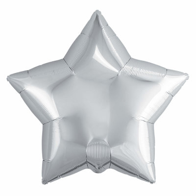 Воздушный шар, фольгированная звезда серебро, 18″/46 см
